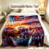 Elephant Theme Soft Blanket Personalized Custom Name Text Print Warm Blanket Home Sofa Bedroom Decor
