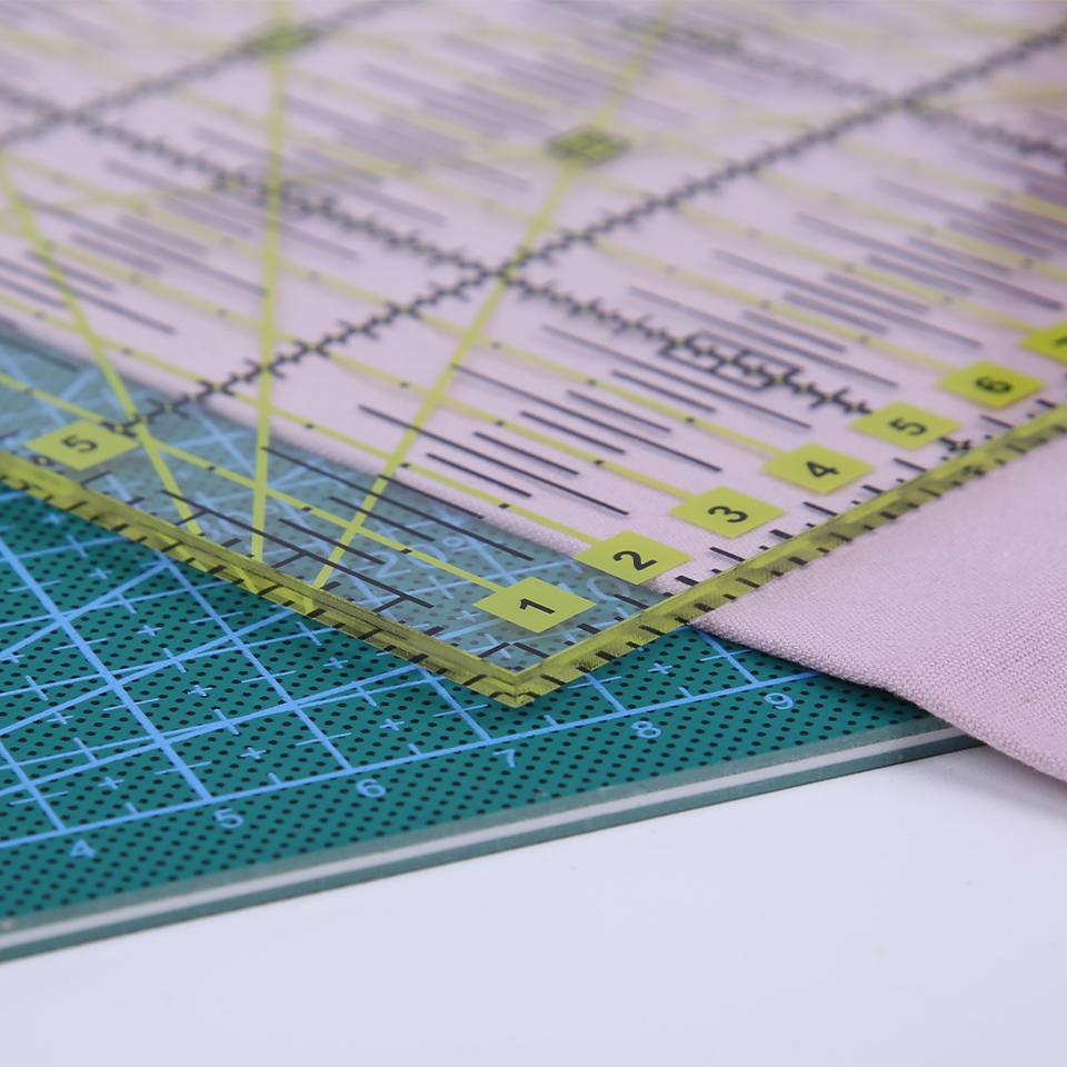 Fenrry 1 шт. линейка для лоскутного шитья квадратная прозрачная измерительная линейка режущий инструмент с двухцветными линиями сетки портной