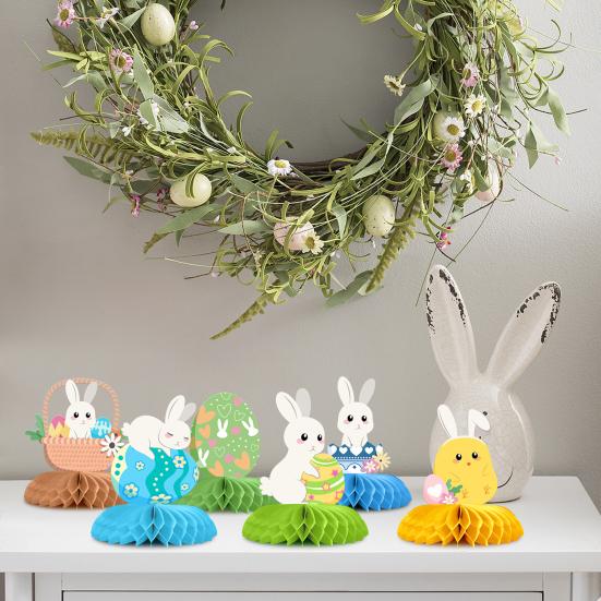 Набор из 9 шт. Easter Honeycomb Decor Set Кролик и Яйцо Тематические Центральные Украшения для Стола Вечеринки Домашний Декор Праздничные 3D Сотовые Шары