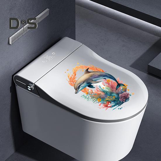 Наклейка на унитаз с морскими животными, съемная самоклеящаяся водонепроницаемая наклейка из ПВХ для гостиной, настенное искусство, подводный мир, украшение для крышки унитаза для ванной комнаты.