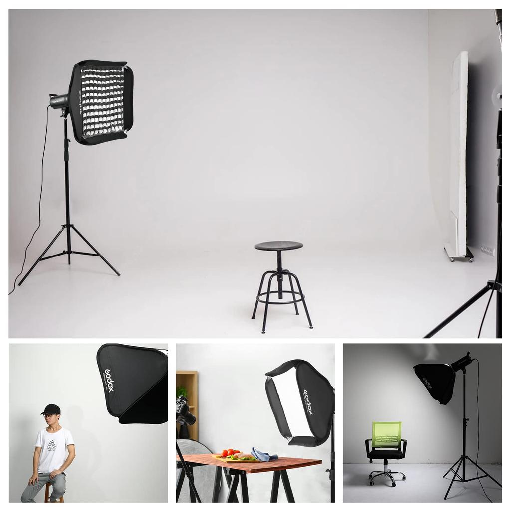 Авторизованный софтбокс GODOX 60x60 см с сетчатым софтбоксом Speed Ring Set Bowens Mount Strobe Softbox Folding Quick Storage Monoblock Strobe Photo Flash Kit Studio