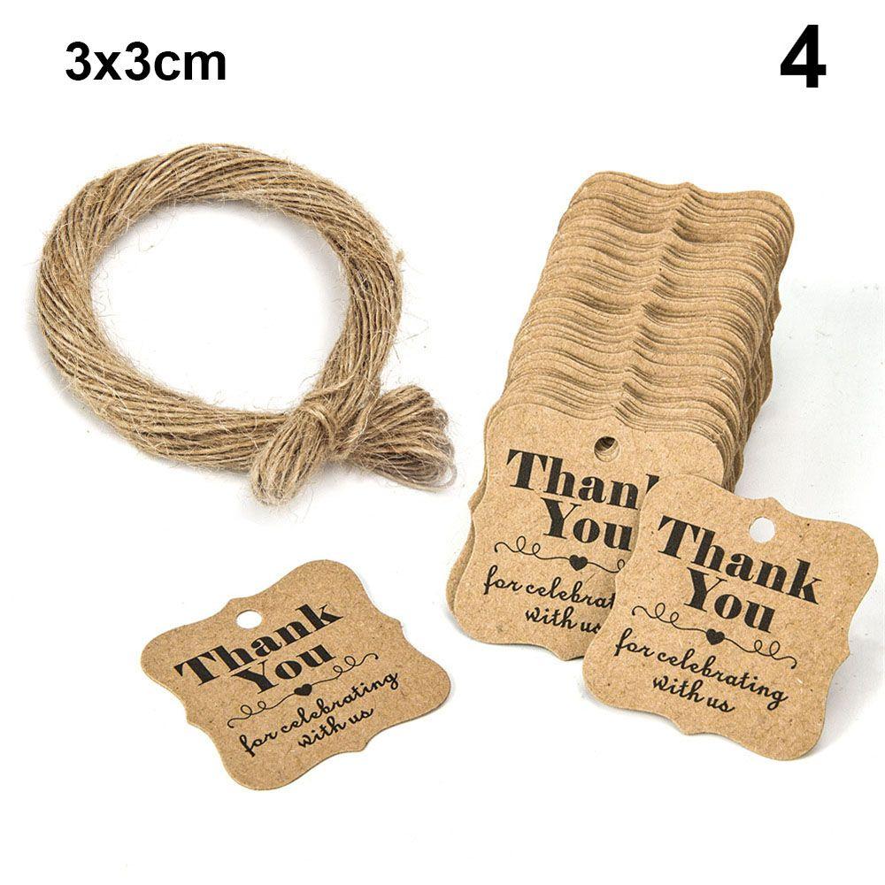 100pcs Cards Wedding Party Luggage Handmade Thank you Hanging Label Jute Twine Kraft Gift Tags