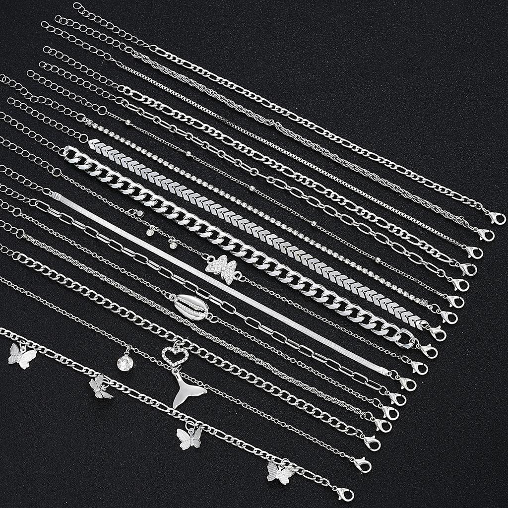 iF ME Элегантный набор из 17 золотых браслетов на щиколотку с подвесками в виде бабочки, сердца и ракушки, украшения для ног для женщин, идеальный подарок для отпуска