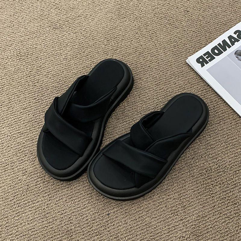 Slippers Women's Summer Outer Wear 2025 New Women's Shoes Versatile Thick-soled Women's Casual Explosion One-word Cool Slippers