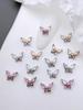 10pcs Mini Metal Rhinestone Butterfly Nail Art Jewelry 3D Pink Champagne White Diamond Nail Jewelry