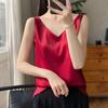 Женский жилет с V-образным вырезом без рукавов, однотонные топы свободного кроя из гладкого атласа, универсальная повседневная одежда