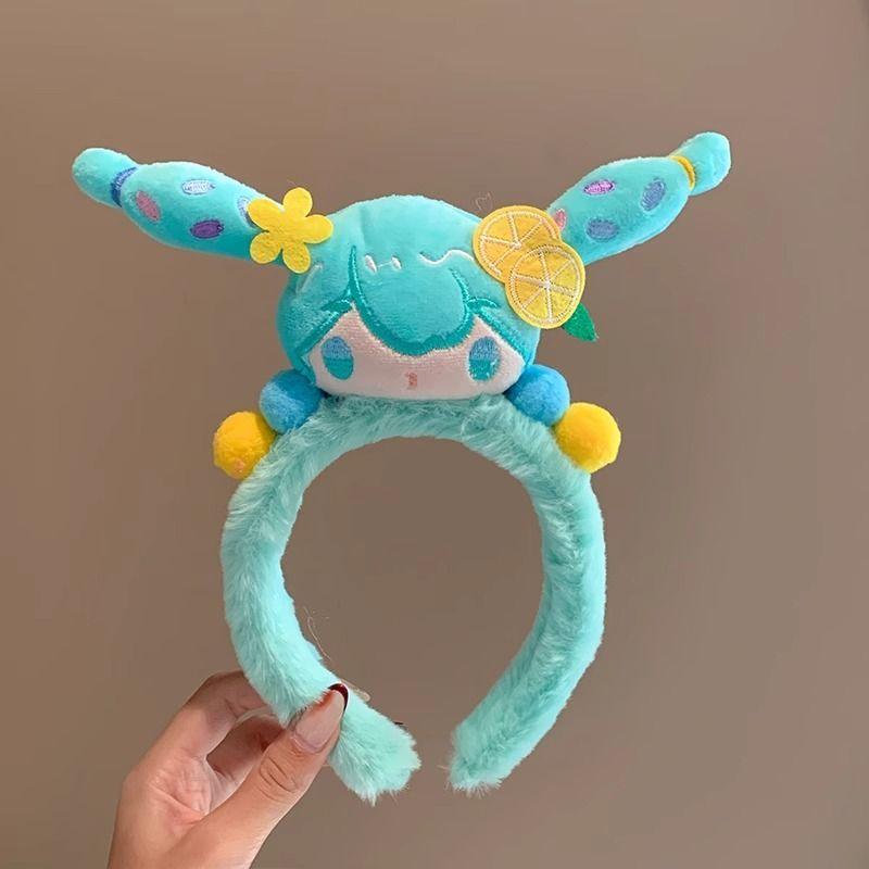 Kawaii Hatsune Miku Plush Headband Cartoon Cute Plush Doll Headband Wide-Brimmed Hairpin Photo Headdress Creativity Girl Gift