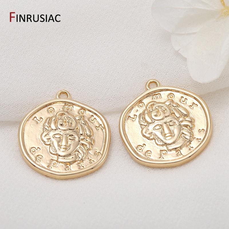 Gold Plated Commemorative Coin Pendant Charms For DIY Jewelry Making High Quality Bracelet Necklace Earring Pendants Findings