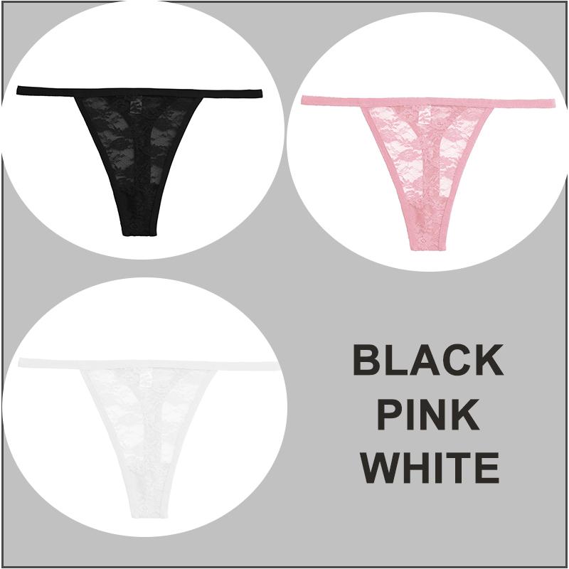 3PCS/Set Sexy G-string Panties Women Thongs Lace Underwear Pantys Low-Waist Femme Underpants Mesh Transparent Lingerie