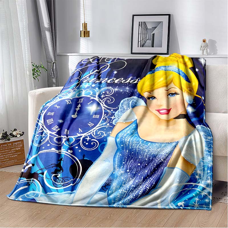 6 Sizes Princess Cinderella Cartoon Soft Flannel Fluffy Throw Camping Blanket for Children Sofa Throw Thin Blanket Female Gift