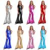 Girls Off-shoulder Jumpsuit Shiny Sparkly Sequin Tassels High Waist Flared for Pageant Party
