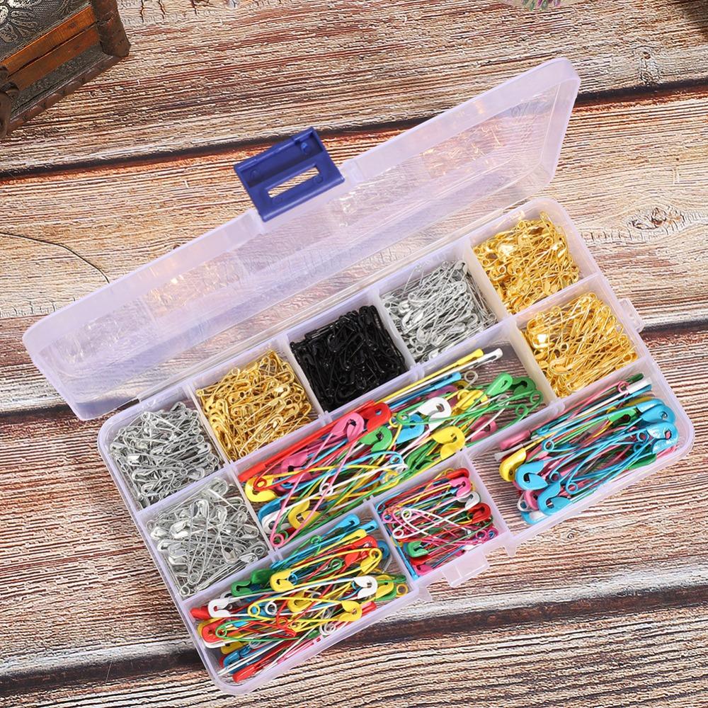 500PCS Multicolor Color Safety Pins 7 Sizes Boxed Set Pins Accessories Safety Pins Sewing