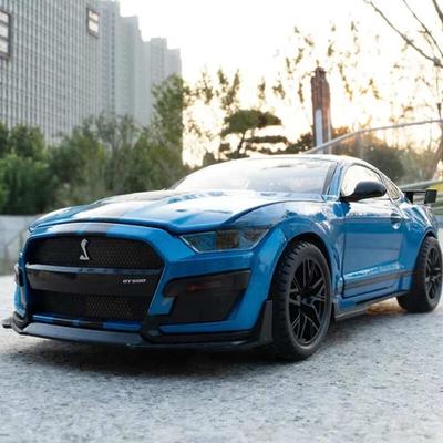 Большой размер 1/18 полномасштабная модель литого под давлением спортивного автомобиля Mustang GT500, 4 двери, открывающиеся, металлический автомобиль, детская игрушка для мальчика, подарочные украшения для витрины