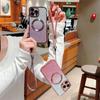 For iPhone 16 Pro Max Case Compatible with MagSafe Electroplated Gradient Glitter Phone Cover with Lanyard