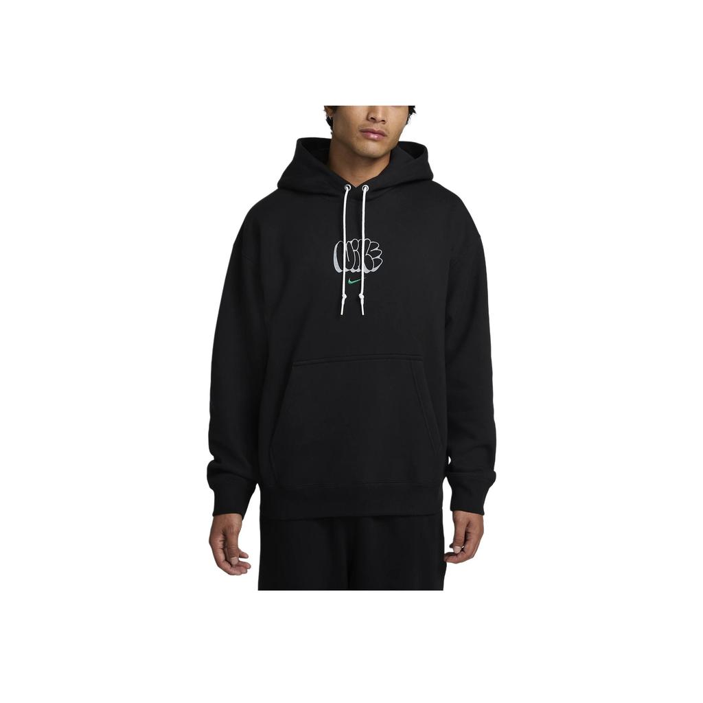 Nike Solo Swoosh Удобная мягкая свободная толстовка с капюшоном Мужские толстовки с капюшоном Черный павлин HQ4181-010