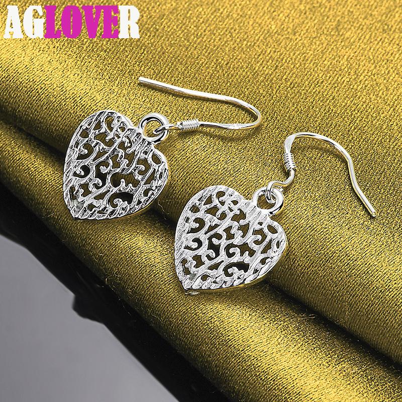 Ювелирные изделия из стерлингового серебра 925 пробы с полым узором в форме сердца