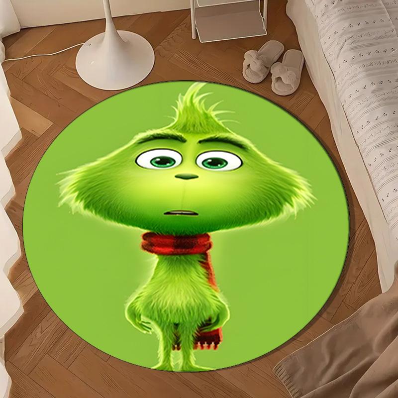 Green monster Christmas Spirit Round Rug for Livingroom,Bedroom, Palyroom, Chair Rug, Area rug, Circle Carpet, Large Size Fan Christmas gift