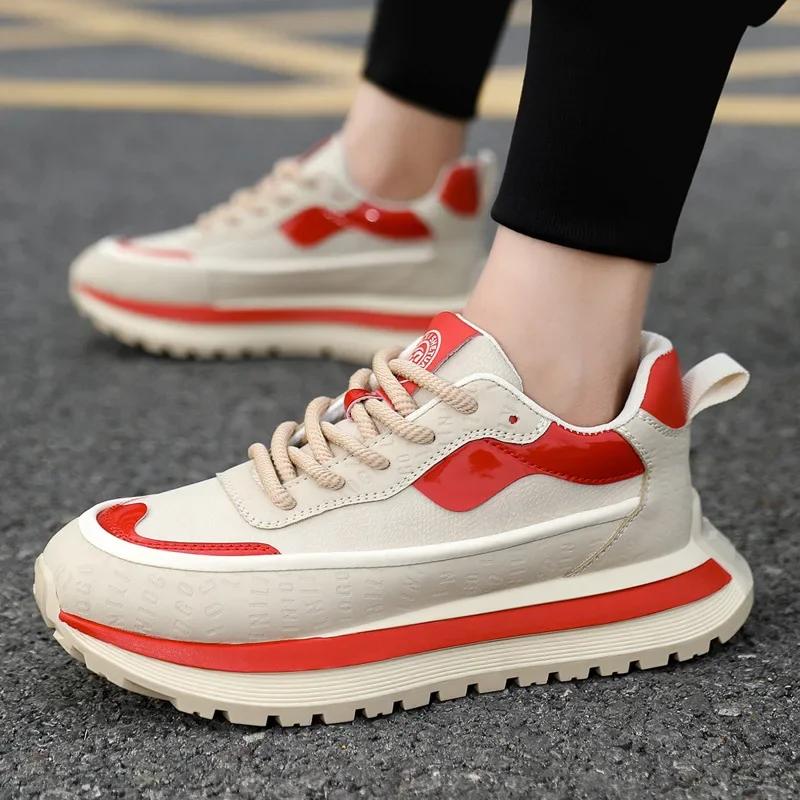 Men's Spring and Autumn Low Top Trendy Versatile Thick Soled Sports Shoes Lace Up Anti Slip High Quality Casual Shoes Tenis 2025