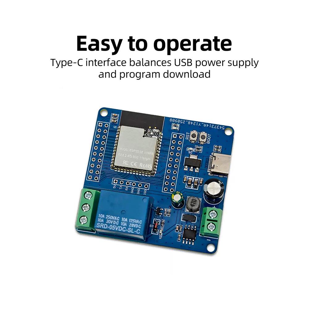 Одноканальный релейный модуль DC 5-60V WiFi Bluetooth плата реле с ESP32-S3 Type C интерфейсом для промышленных систем управления IoT проектов