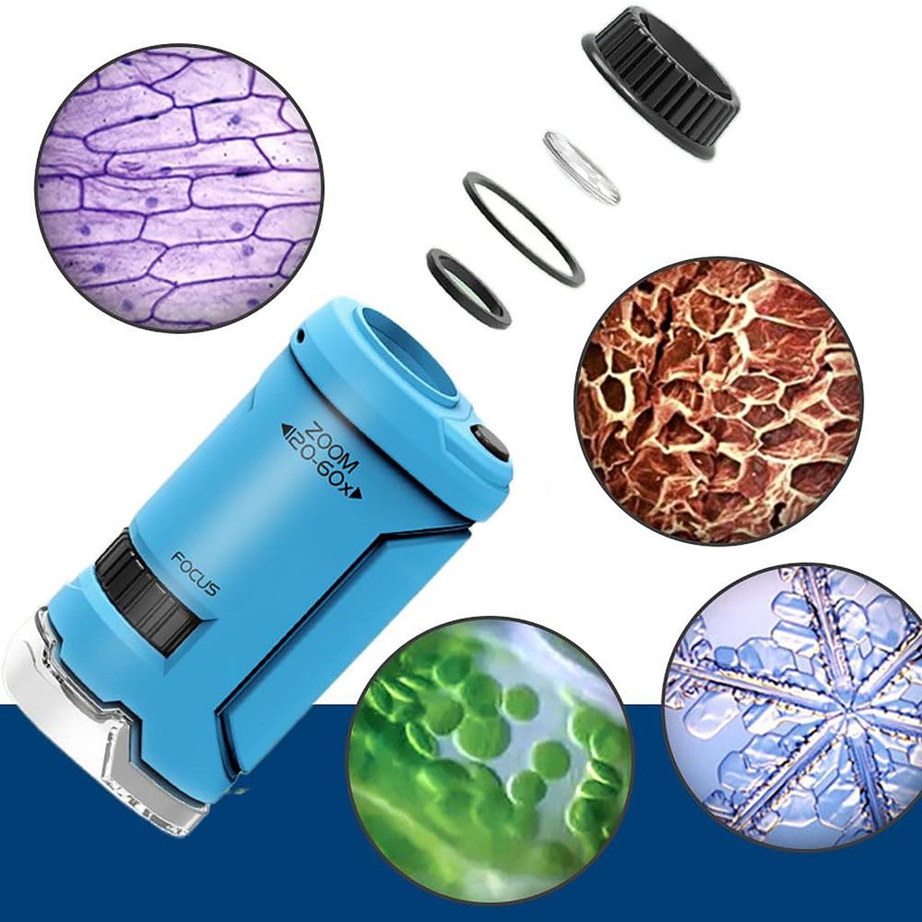 Портативный детский игрушечный микроскоп со светодиодной подсветкой, карманный микроскоп для научных экспериментов, образования и исследований