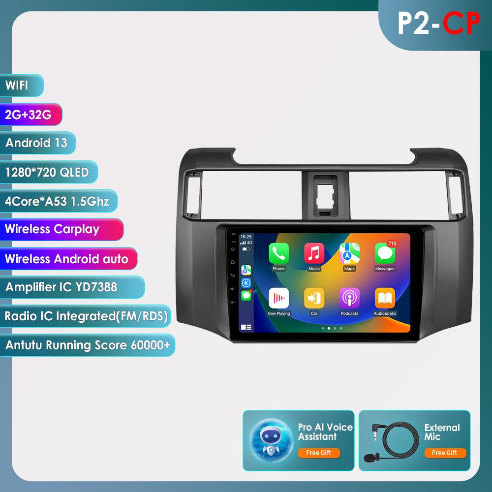 Автомобильная магнитола 4G 9 'Android 12 для Toyota 4Runner 2009-2019 4 Runner Мультимедийный плеер GPS 2din Carplay Авто Стерео DSP Головное устройство с интеллектуальным экраном