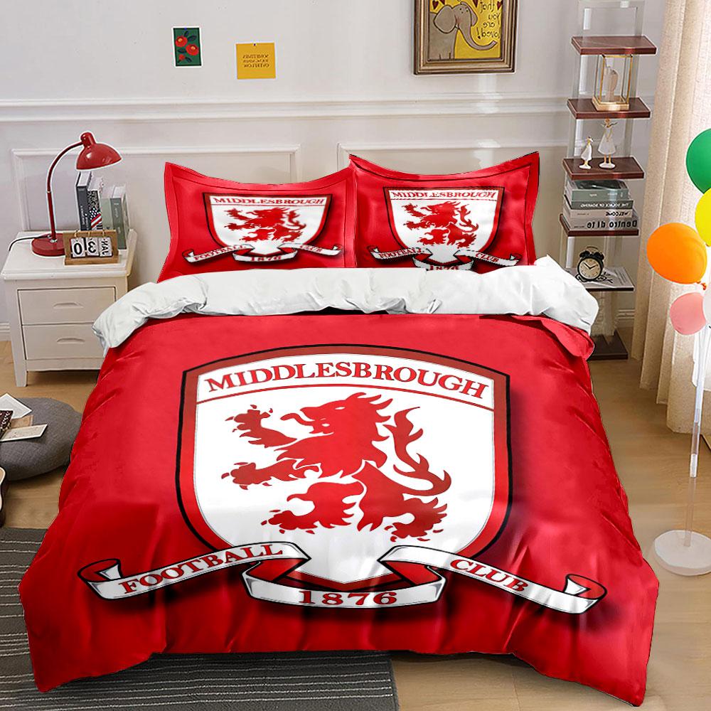 Middlesbrough FC Red Bedding Set Bedding Duvet Cover Set Duvet Cover Pillowcases (1 * Duvet Cover 2 * Pillowcases, without duvet insert)
