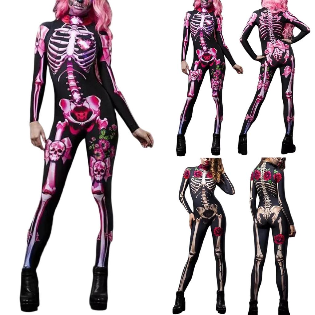 Halloween Skull Bone Print Jumpsuit