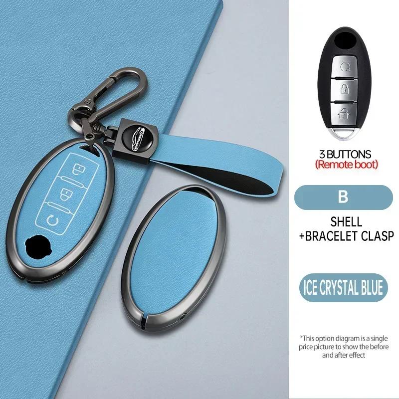 Alloy Key Case For Nissan Tiida Qashqai J11 J10 Micra Kicks Altima X-Trail Fuga Navara Leaf Note Sentra Murano Car Key Cover