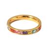 Europe and America INS luxury light luxury color zircon ring plated with 18K gold stainless steel flower zircon opening ring