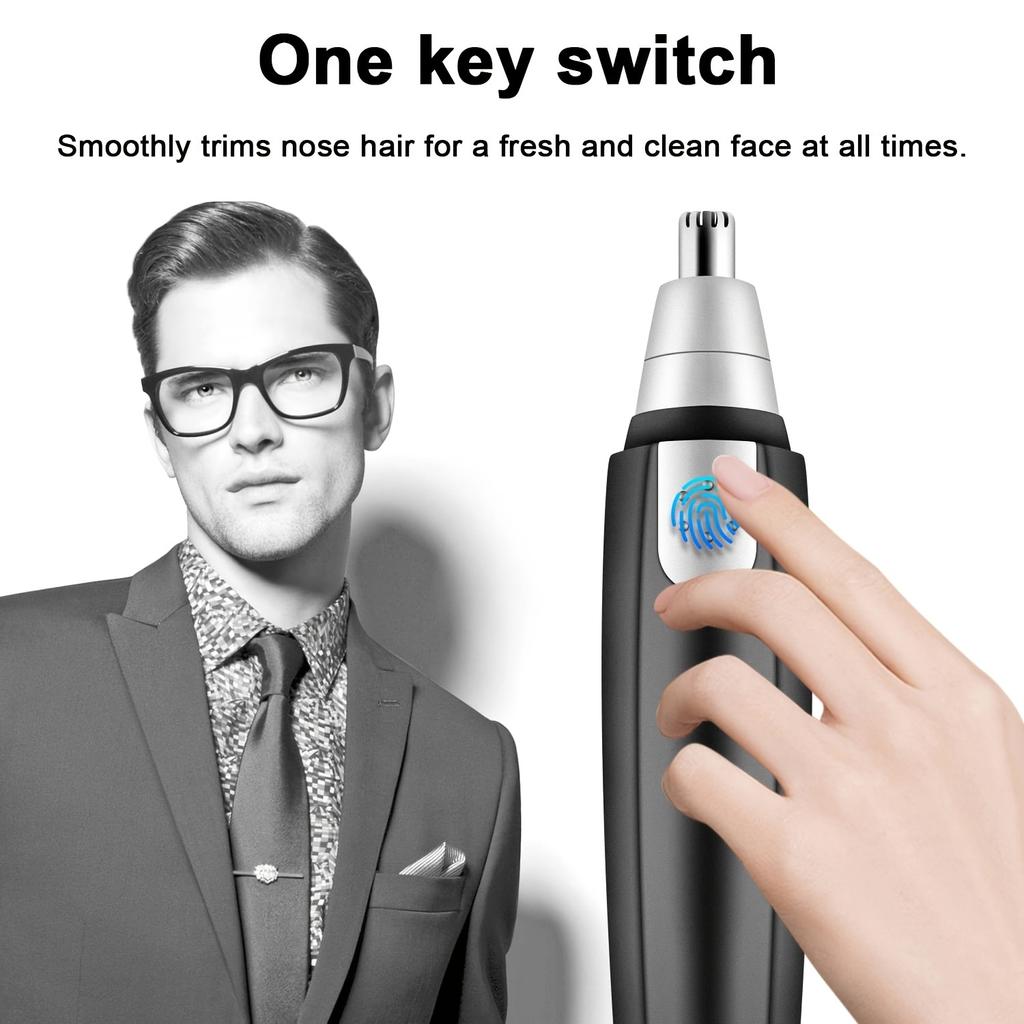 1pc Precision Nose & Ear Hair Trimmer - Pain-Free, High-Performance for Women & Men - Durable Stainless Steel Blade, Whisper-Quiet, Battery-Operated,