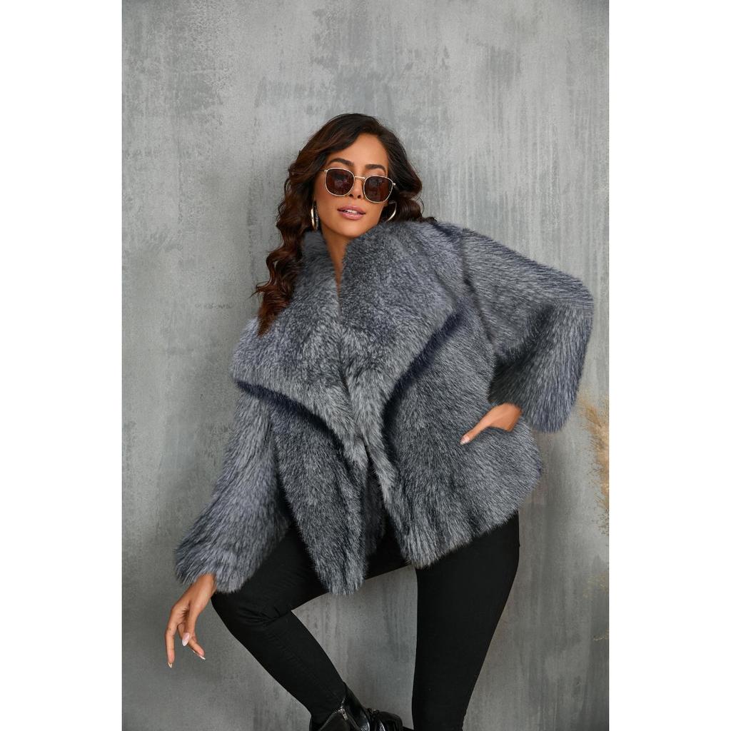 Fur Big Collar Synthetic Fur Coat Short Fashion Imitation Fox Fur Coat Fluffy Plush Women's Clothing