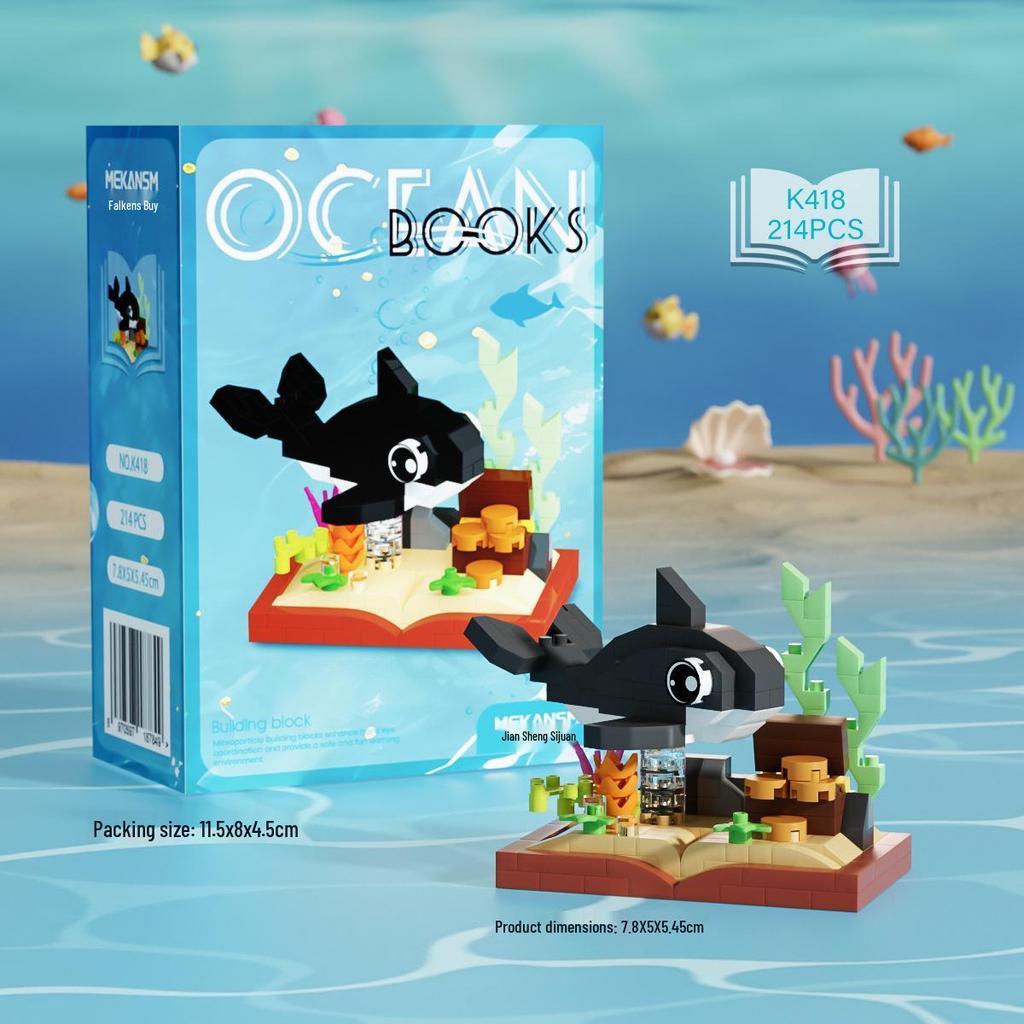 Совместимо с Lechaochao Lechuang Shark Model Marine Life Building Blocks Toy для детей