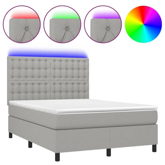 VidaXL Sommier à Lattes de Lit avec Matelas et LED, Lit Rembourré, Lit Double, Lit Adulte de Chambre à Coucher Intérieur, 3135189