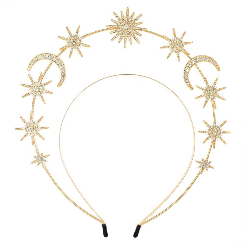Silver Star Hair Hoop Metal Baroque Hairbands Trendy Glory Crown Head Jewelry