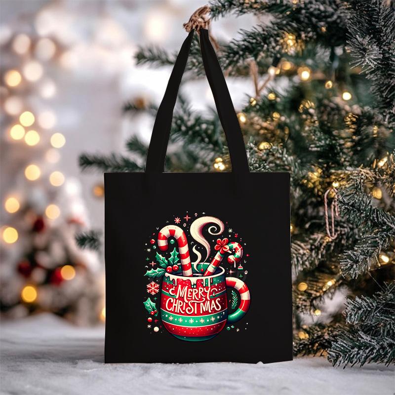 Christmas Christmas Printed Canvas Bag Large Capacity Casual Trend Student Shoulder Bag Tote Bag