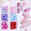 6 Grids 3D Colorful Acrylic Flower Nail Charms Decoration Mixed Size for Valentine's Nail Art Parts Supplies