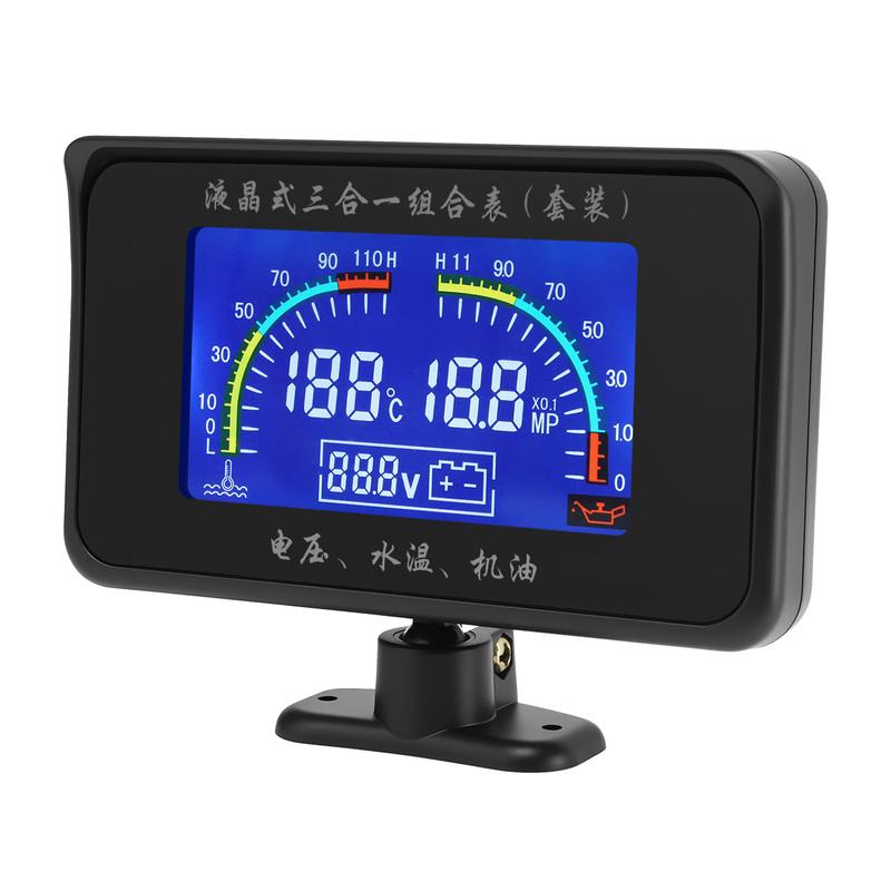 Digital Oil Pressure Water Temperature Voltage Multi functional 3 IN 1 Car Gauge with oil pressure water temperature sensor