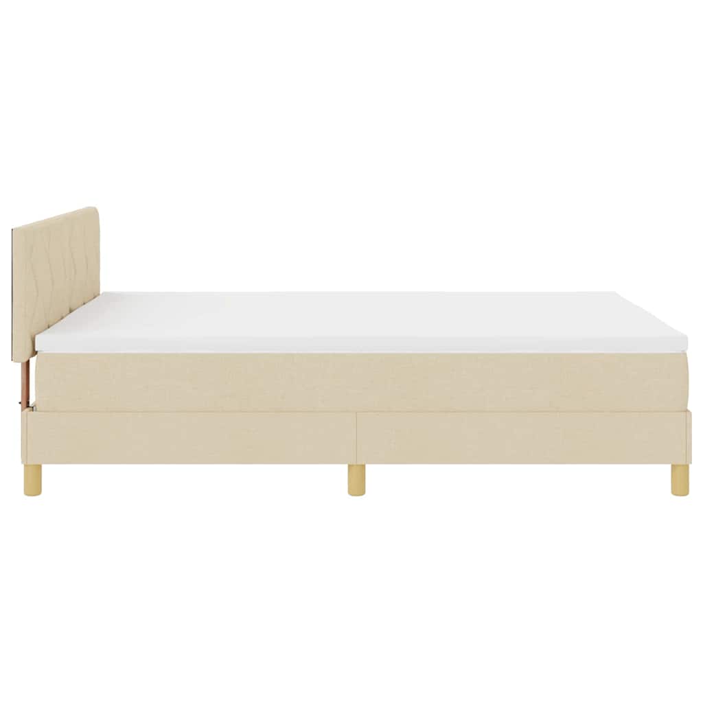 Box Spring Bed with Pillow and Headboard Cream 140 x 200 cm Fabric