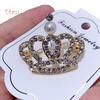 Diamonding Jewelry Crown Shape Crystal Stone Faux Pearl Lapel Brooch Pin Suit Collar Badge