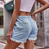 Женские повседневные однотонные джинсовые шорты с эластичной резинкой на талии и высокой талией
