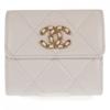 AP2809 Tri-fold Wallet White Lambskin Women