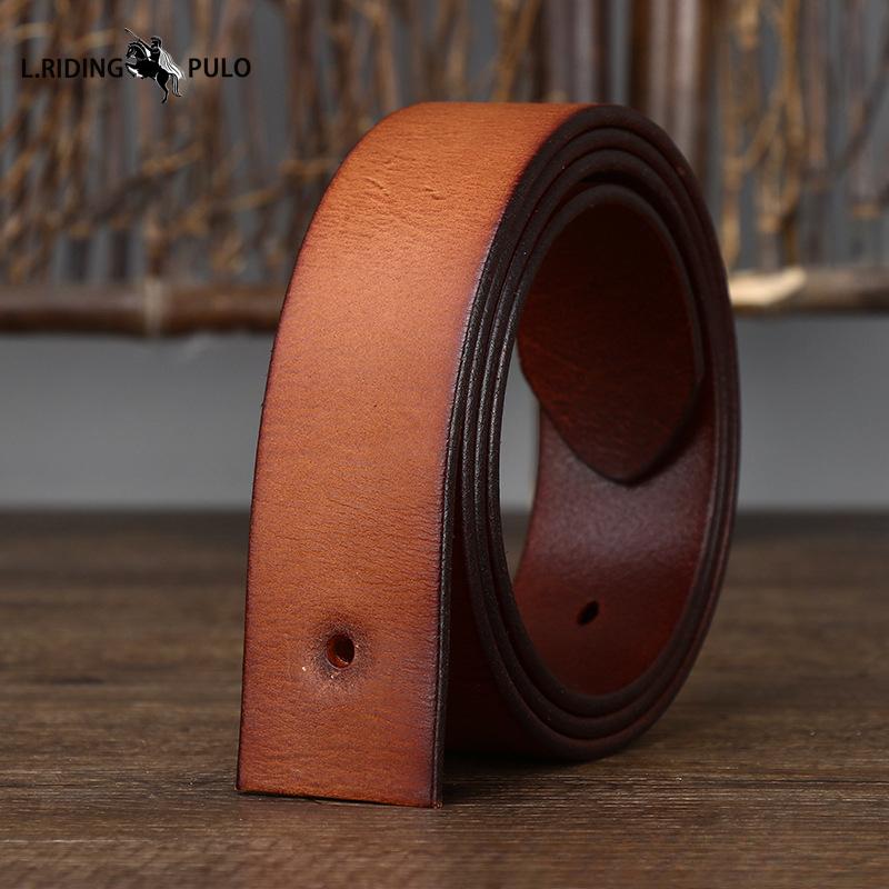 Кожаный ремень без пряжки для мужчин, Пряжка-штифт из натуральной кожи, Верхний слой из чистой коровьей кожи, Ретро матовая модная полоска для ремня
