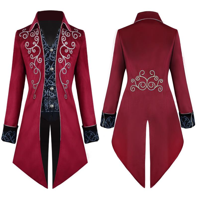 Men Medieval Tuxedo Steampunk Vintage Victorian Long Sleeve Windbreaker Medieval Vintage Suit Prince Costume For Men