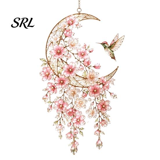 Memorable Gift for Garden Lovers Acrylic Flower & Sun/Moon Wind Chimes, Window Hanging Suncatcher Durable Chimes Living Room Balcony, Decorative