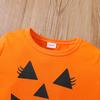 Kids Girls Halloween Outfit Spring Autumn Long Sleeve Pumpkin Printed Skirt Pants Two Piece Set Fashion Casual Children Clothing