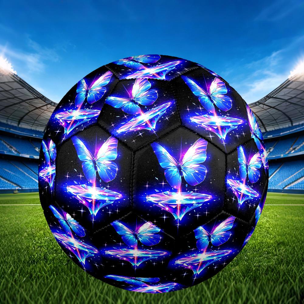 1pc Butterfly Magic Sparkle Theme Soccer Ball Football, Size 5, Lightweight PVC, Outdoor Training Soccer Ball,Gift c6524