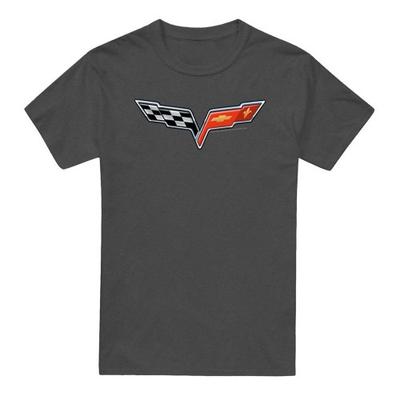 Унисекс Взрослая футболка Chevrolet The Vette Medallion Heather