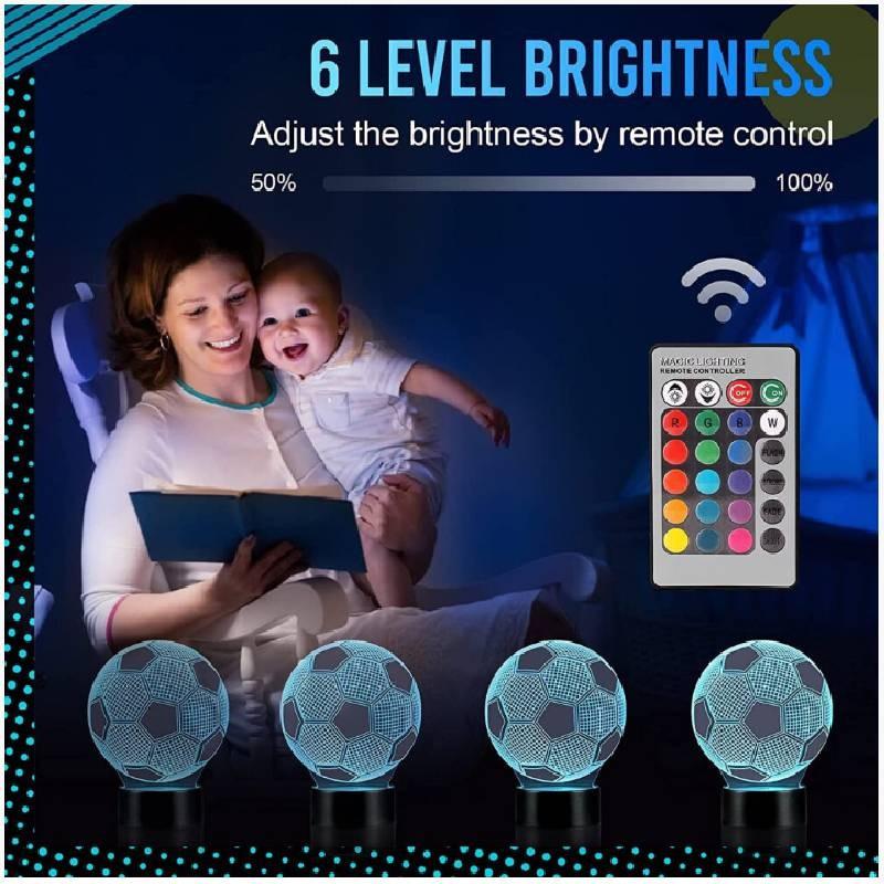 3d Led Night Light Football Desk Lamp Illuminating Lights 7 Color Gift Remote