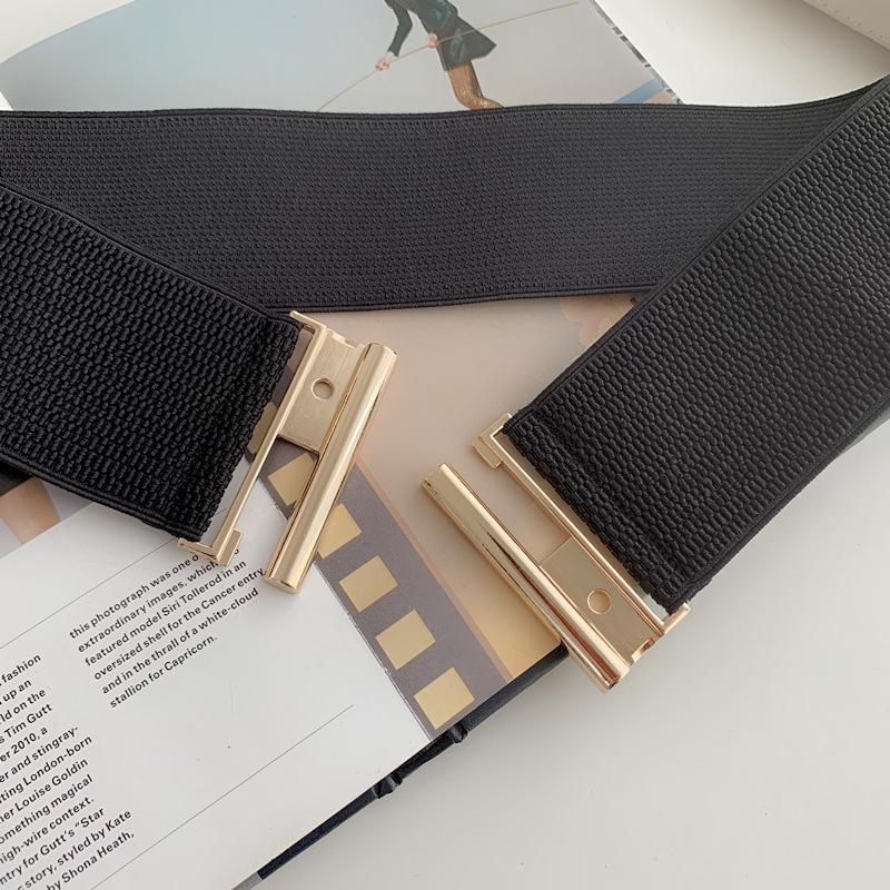 Осень И Зима Эластичный Эластичный Женский Широкий Пояс Декоративная Ткань С Талией Платья И Тонкой Поясной Печатью