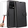 Protective Case - E.F.CONNECTION - for Xiaomi 13 - Wallet - Leather Effect - Black - 2 Tempered Glasses